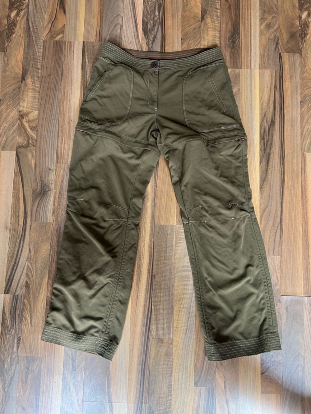 Wide-Leg Utility Pants in Olive Green